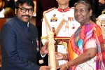 Chiranjeevi Padma Vibhushan pictures, Chiranjeevi Padma Vibhushan, chiranjeevi receives padma vibhushan, Buchi babu