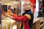 Brie Larson in captain marvel, AMC Theaters, captain marvel star brie larson surprises her fans in amc theaters by serving popcorn, Captain marvel
