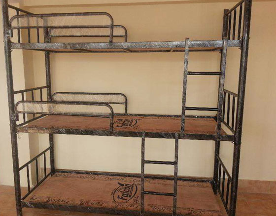3 tier bunker bed with 4 stoppers and 2 ladders