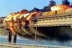 Crimea bridge visuals, Crimea bridge new updates, huge explosion on crimea bridge that connects russia, Fire accident
